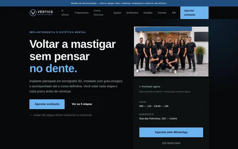 Site modelo Clínica Vértice